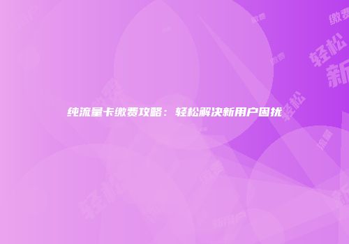 纯流量卡缴费攻略:轻松解决新用户困扰