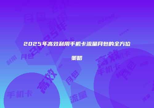 2025年高效利用手机卡流量月包的全方位策略