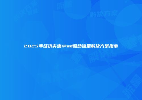2025年经济实惠iPad移动流量解决方案指南