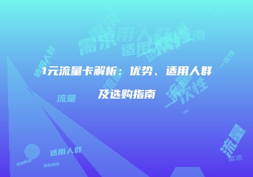 1元流量卡解析:优势、适用人群及选购指南