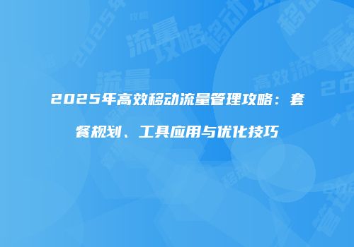 2025年高效移动流量管理攻略：套餐规划、工具应用与优化技巧