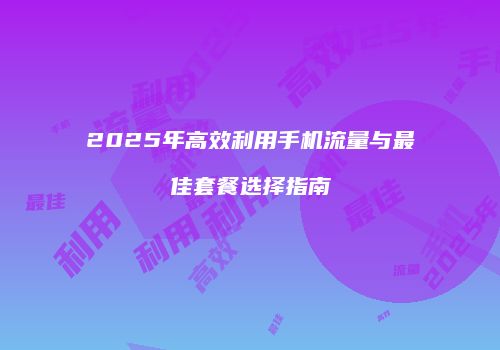2025年高效利用手机流量与最佳套餐选择指南