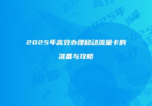 2025年高效办理移动流量卡的准备与攻略