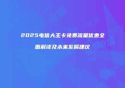 2025电信大王卡免费流量优惠全面解读及未来发展建议