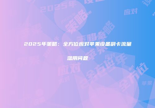 2025年策略：全方位应对苹果设备副卡流量滥用问题