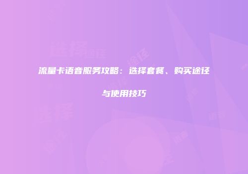 流量卡语音服务攻略:选择套餐、购买途径与使用技巧