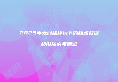2025年无网络环境下的移动数据利用探索与展望