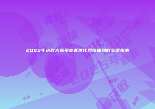 2025年获取大流量套餐优化网络体验的全面指南