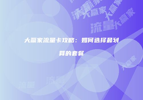 大赢家流量卡攻略：如何选择最划算的套餐