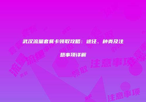 武汉流量套餐卡领取攻略：途径、种类及注意事项详解