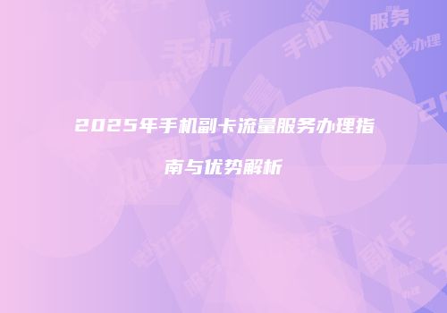 2025年手机副卡流量服务办理指南与优势解析