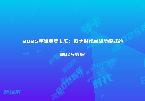 2025年流量号卡汇：数字时代新经济模式的崛起与影响