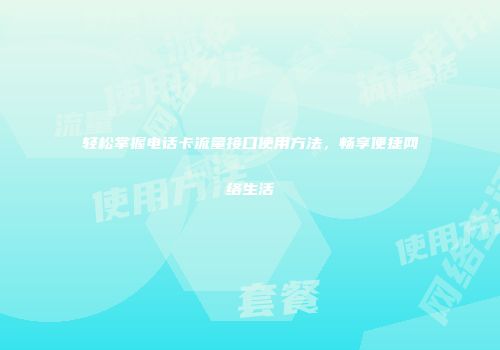 轻松掌握电话卡流量接口使用方法，畅享便捷网络生活