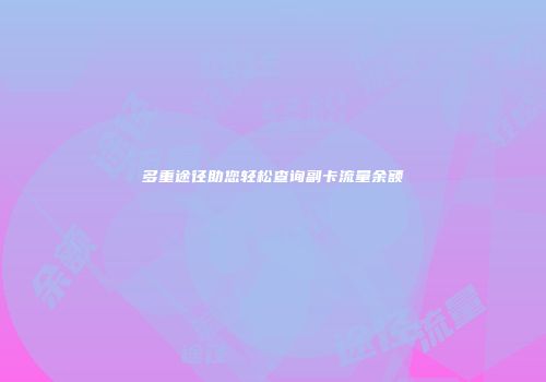 多重途径助您轻松查询副卡流量余额