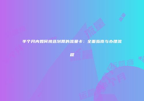 半个月内如何挑选划算的流量卡：全面指南与办理流程
