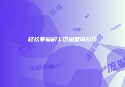 轻松掌握副卡流量查询技巧
