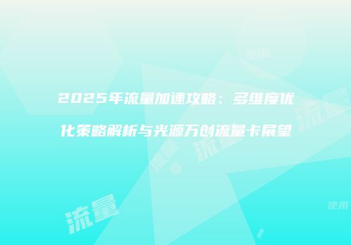 2025年流量加速攻略：多维度优化策略解析与光源万创流量卡展望