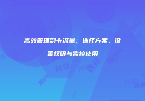 高效管理副卡流量：选择方案、设置权限与监控使用