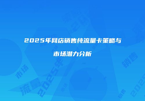 2025年网店销售纯流量卡策略与市场潜力分析