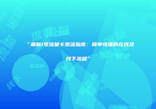 “萌新1号流量卡激活指南：简单快捷的在线及线下流程”