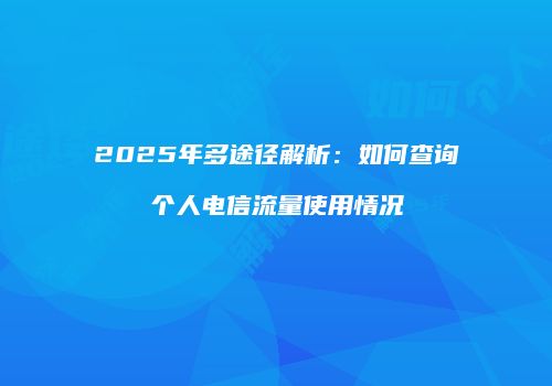 2025年多途径解析：如何查询个人电信流量使用情况