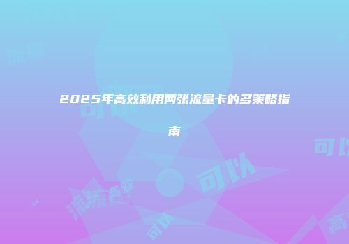 2025年高效利用两张流量卡的多策略指南