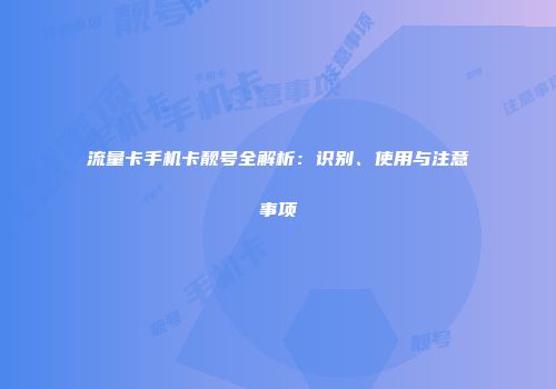 流量卡手机卡靓号全解析：识别、使用与注意事项