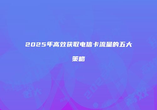 2025年高效获取电信卡流量的五大策略
