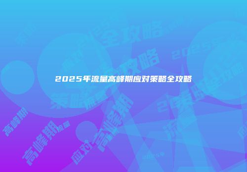 2025年流量高峰期应对策略全攻略