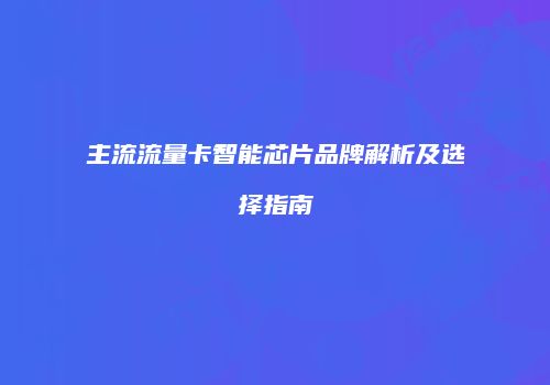 主流流量卡智能芯片品牌解析及选择指南