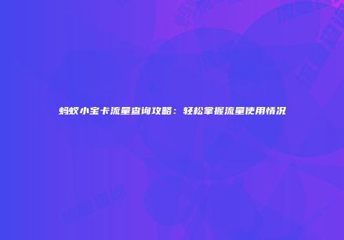蚂蚁小宝卡流量查询攻略：轻松掌握流量使用情况
