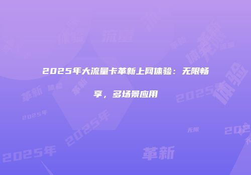 2025年大流量卡革新上网体验：无限畅享，多场景应用