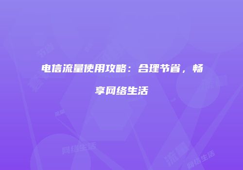 电信流量使用攻略：合理节省，畅享网络生活