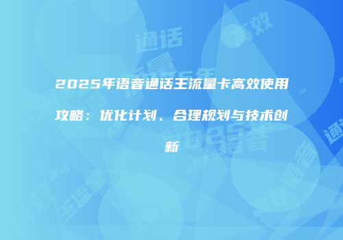 2025年语音通话王流量卡高效使用攻略：优化计划、合理规划与技术创新