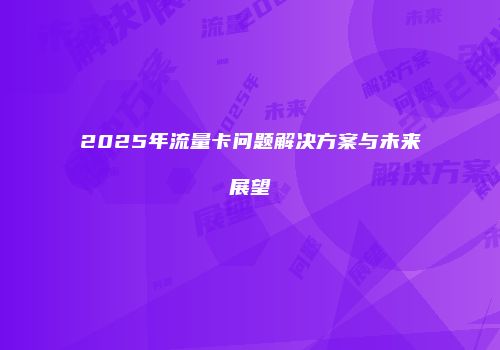 2025年流量卡问题解决方案与未来展望