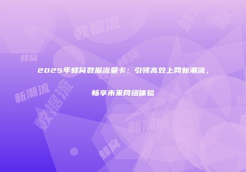 2025年蜂窝数据流量卡：引领高效上网新潮流，畅享未来网络体验