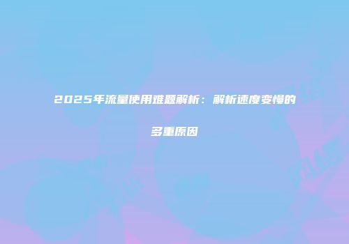 2025年流量使用难题解析：解析速度变慢的多重原因