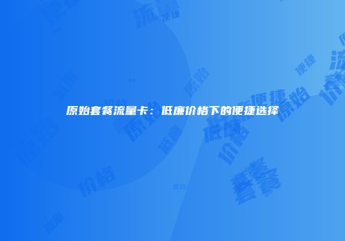 原始套餐流量卡:低廉价格下的便捷选择