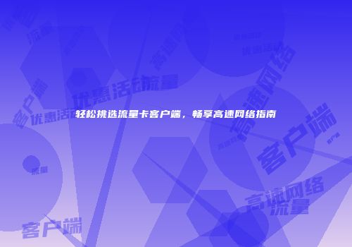 轻松挑选流量卡客户端,畅享高速网络指南