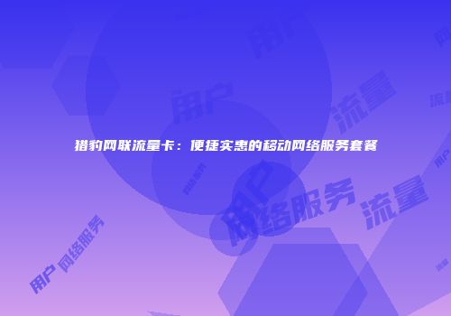 猎豹网联流量卡:便捷实惠的移动网络服务套餐