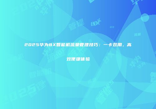 2025华为8X智能机流量管理技巧：一卡双用，高效便捷体验