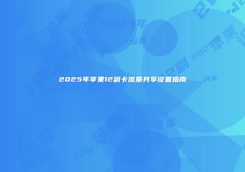 2025年苹果12副卡流量共享设置指南