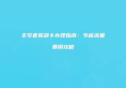 主号套餐副卡办理指南：节省流量费用攻略
