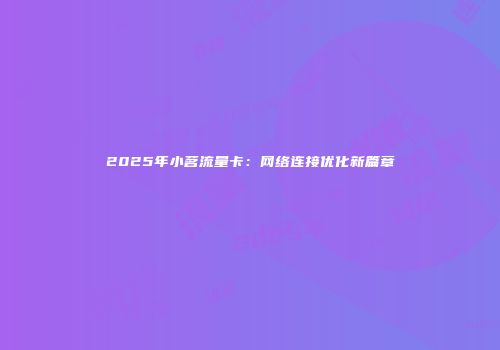 2025年小茗流量卡：网络连接优化新篇章