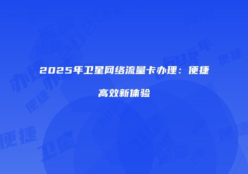 2025年卫星网络流量卡办理：便捷高效新体验