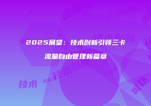 2025展望:技术创新引领三卡流量自由管理新篇章