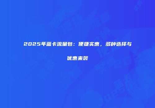 2025年蓝卡流量包：便捷实惠，多种选择与优惠来袭
