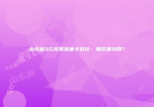 山东省5G无限流量卡对比：哪款最划算？