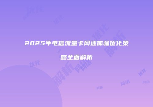 2025年电信流量卡网速体验优化策略全面解析