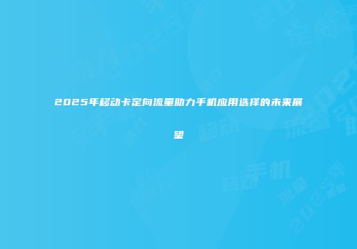 2025年移动卡定向流量助力手机应用选择的未来展望